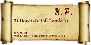 Milkovich Pázmán névjegykártya